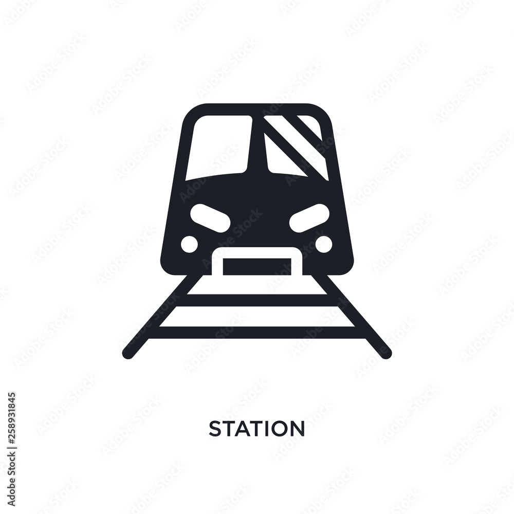 Poster black station isolated vector icon. simple element illustration from travel concept vector icons. st