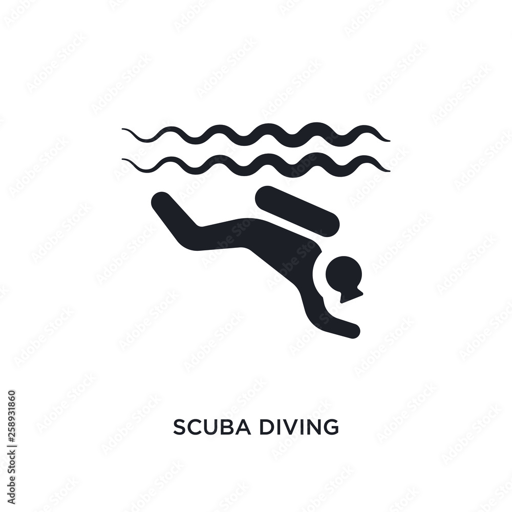 Poster black scuba diving isolated vector icon. simple element illustration from travel concept vector icon