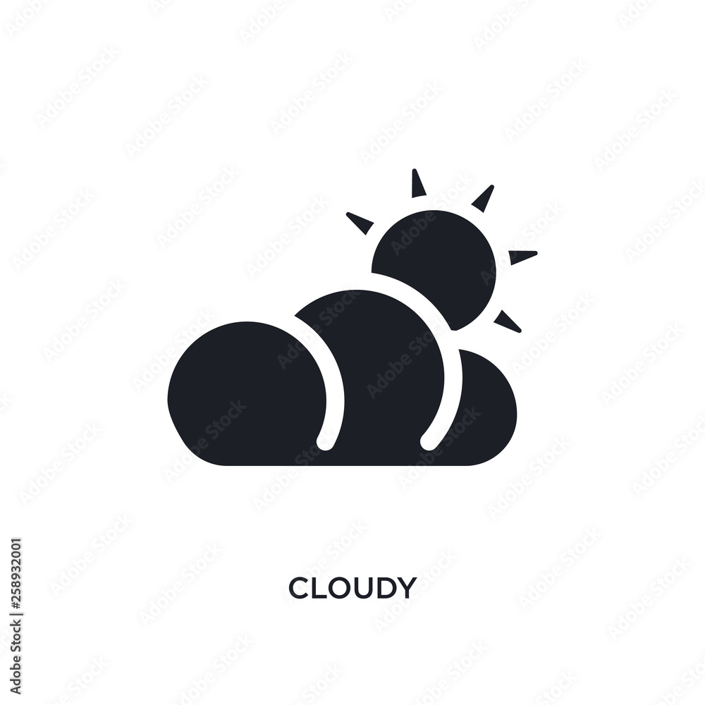 Poster black cloudy isolated vector icon. simple element illustration from travel 2 concept vector icons. c