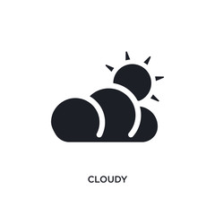 black cloudy isolated vector icon. simple element illustration from travel 2 concept vector icons. cloudy editable logo symbol design on white background. can be use for web and mobile