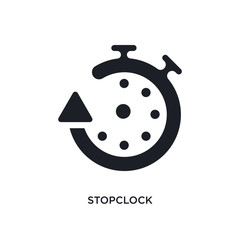 black stopclock isolated vector icon. simple element illustration from travel 2 concept vector icons. stopclock editable logo symbol design on white background. can be use for web and mobile