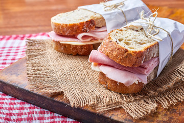 Gourmet Sandwich with Ham and Bread