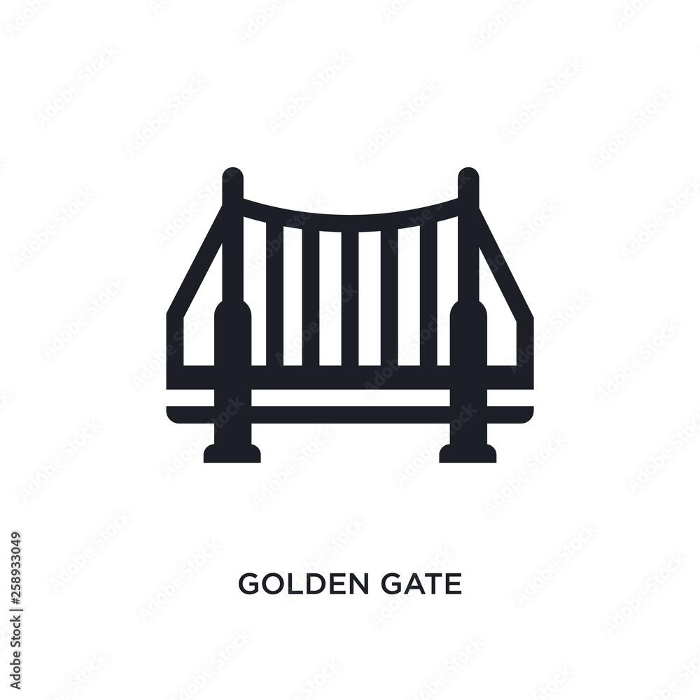 Poster black golden gate isolated vector icon. simple element illustration from united states concept vecto