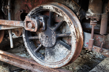wheels of old steam locomotive