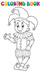 Coloring book happy jester theme 1