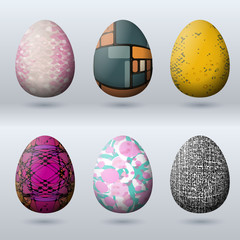 Easter egg set with hipster design texture 