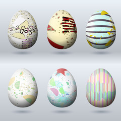 Easter egg set with hipster design texture 
