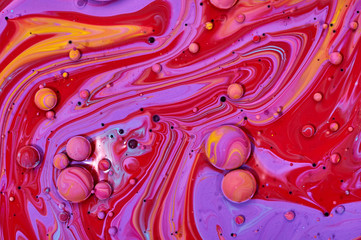 Colourful acrylic bubbles.Abstract ink design template mixed texture background. Liquid color...