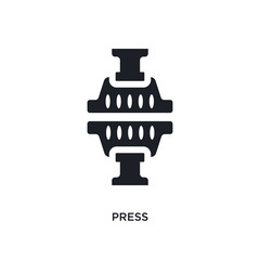 black press isolated vector icon. simple element illustration from industry concept vector icons. press editable logo symbol design on white background. can be use for web and mobile