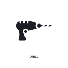 black drill isolated vector icon. simple element illustration from industry concept vector icons. drill editable logo symbol design on white background. can be use for web and mobile
