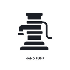 black hand pump isolated vector icon. simple element illustration from industry concept vector icons. hand pump editable logo symbol design on white background. can be use for web and mobile