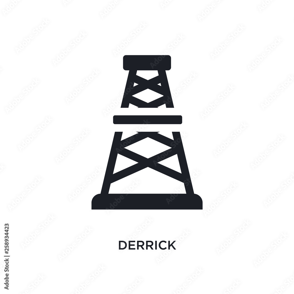 Poster black derrick isolated vector icon. simple element illustration from industry concept vector icons. 