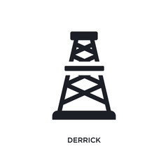 black derrick isolated vector icon. simple element illustration from industry concept vector icons. derrick editable logo symbol design on white background. can be use for web and mobile
