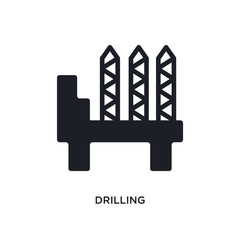 black drilling isolated vector icon. simple element illustration from industry concept vector icons. drilling editable logo symbol design on white background. can be use for web and mobile