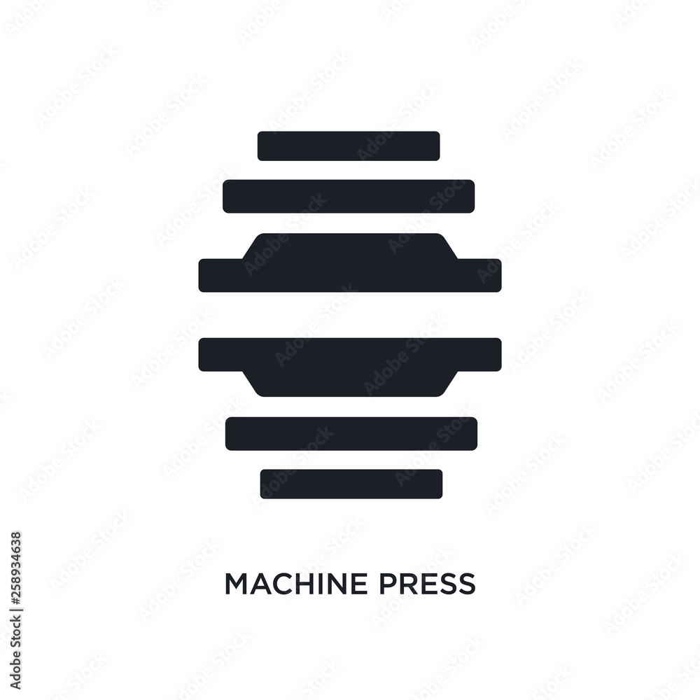 Poster black machine press isolated vector icon. simple element illustration from industry concept vector i