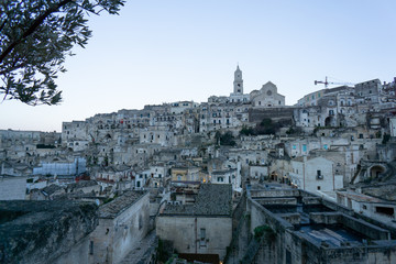 Fototapeta premium Panoramic view of the Sassi of Matera, the underground city, the ancient town, Basilicata, southern Italy.