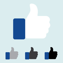 Thumbs up on blue background.  Yes or approved thumbs up icon vector eps10. good, yes sign