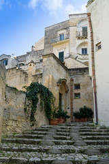 Panoramic view of the Sassi of Matera, the underground city, the ancient town, Basilicata, southern Italy.