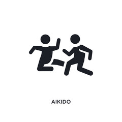black aikido isolated vector icon. simple element illustration from sport concept vector icons. aikido editable logo symbol design on white background. can be use for web and mobile