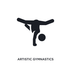 black artistic gymnastics isolated vector icon. simple element illustration from sport concept vector icons. artistic gymnastics editable logo symbol design on white background. can be use for web