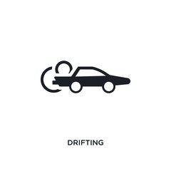 black drifting isolated vector icon. simple element illustration from sport concept vector icons. drifting editable logo symbol design on white background. can be use for web and mobile