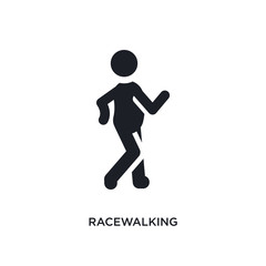 black racewalking isolated vector icon. simple element illustration from sport concept vector icons. racewalking editable logo symbol design on white background. can be use for web and mobile