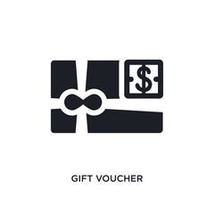 black gift voucher isolated vector icon. simple element illustration from startup stategy and concept vector icons. gift voucher editable logo symbol design on white background. can be use for web