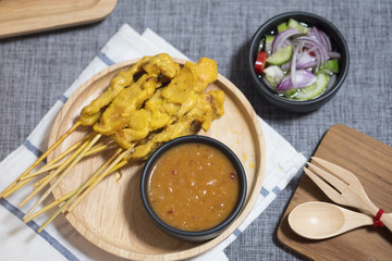 Thai-style roasted pork with peanut sauce