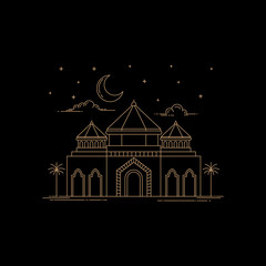 Fototapeta premium mosque line art style design