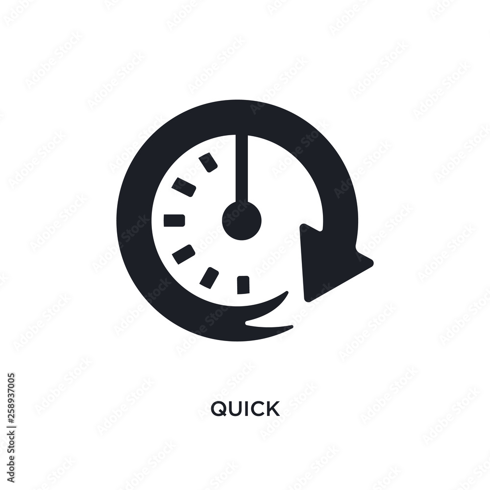 Aufkleber black quick isolated vector icon. simple element illustration from startup concept vector icons. qui