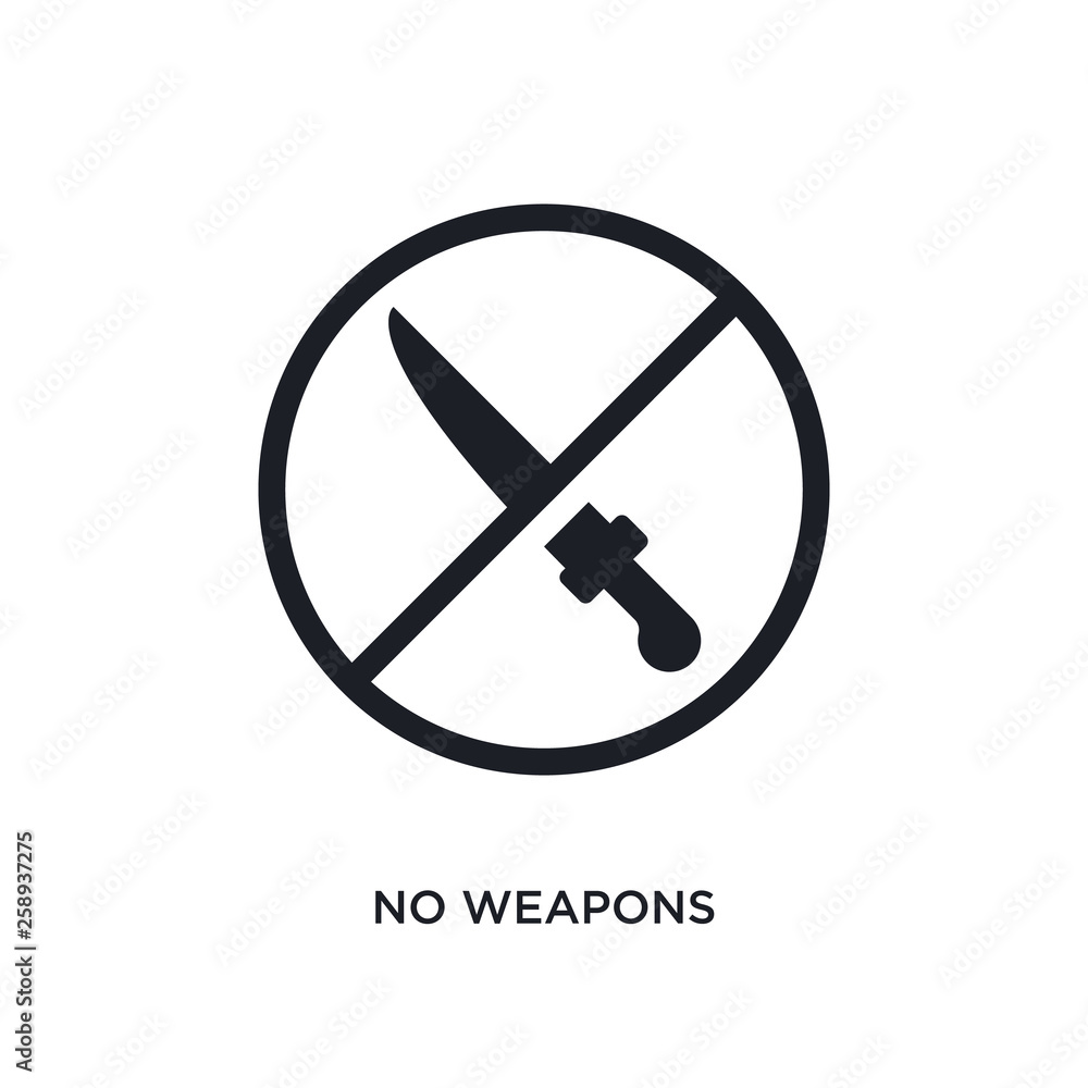Poster black no weapons isolated vector icon. simple element illustration from traffic signs concept vector