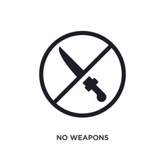 black no weapons isolated vector icon. simple element illustration from traffic signs concept vector icons. no weapons editable logo symbol design on white background. can be use for web and mobile