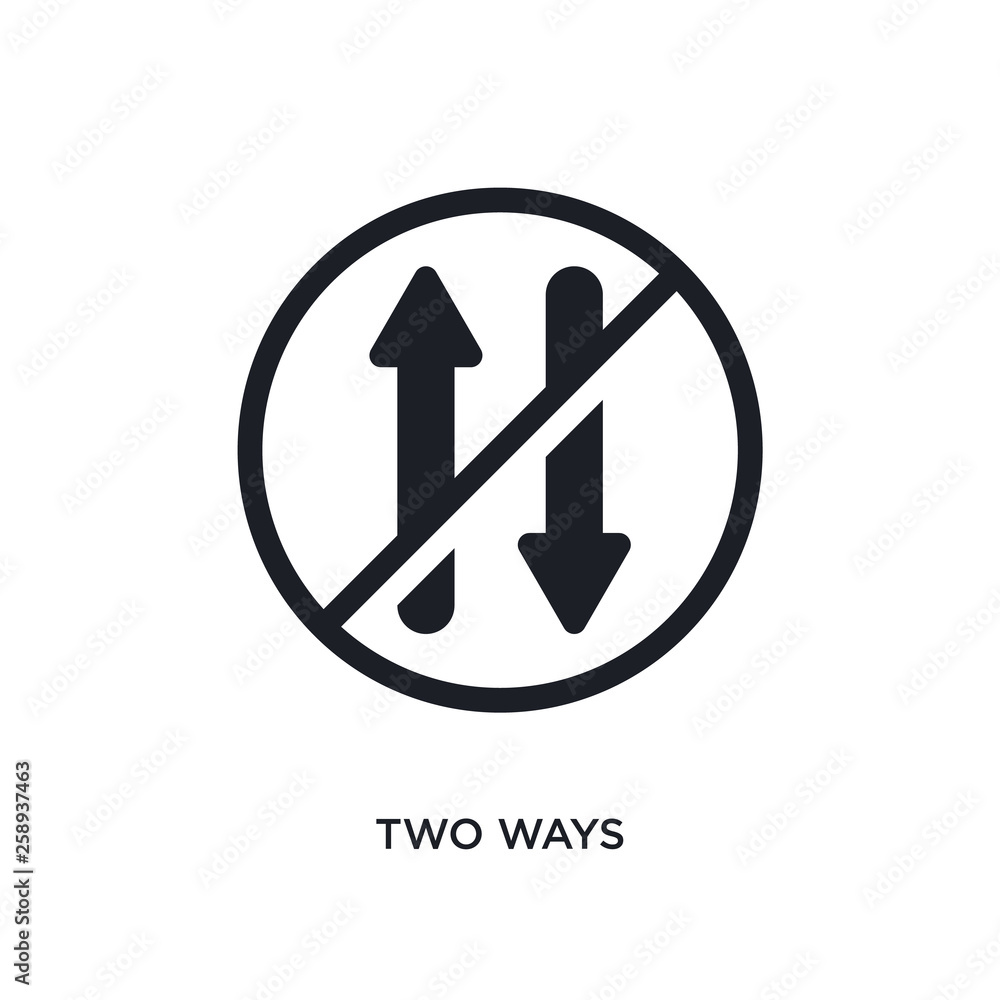 Poster black two ways isolated vector icon. simple element illustration from traffic signs concept vector i