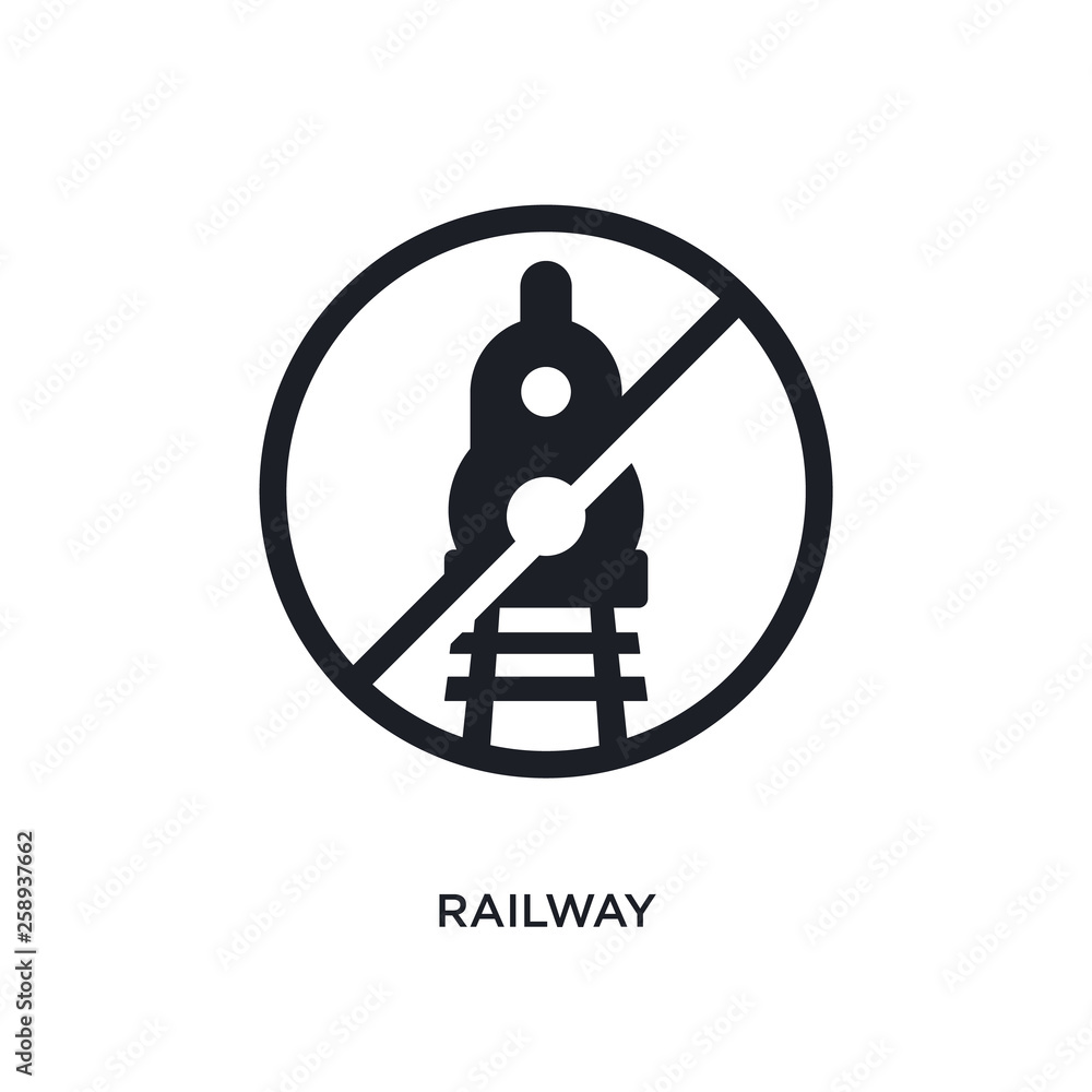 Poster black railway isolated vector icon. simple element illustration from traffic signs concept vector ic