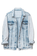 Denim jacket isolated on white background. Fashion clothes