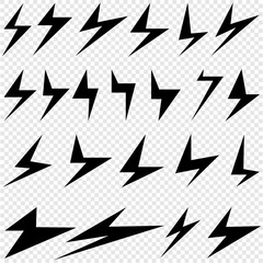 lightning, set of simple lightning doodle