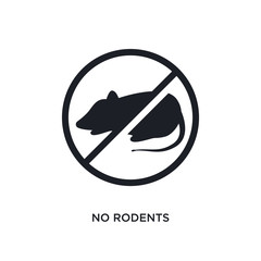 black no rodents isolated vector icon. simple element illustration from traffic signs concept vector icons. no rodents editable logo symbol design on white background. can be use for web and mobile