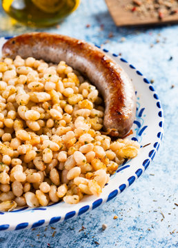 fried beans and sausage typical of Catalonia