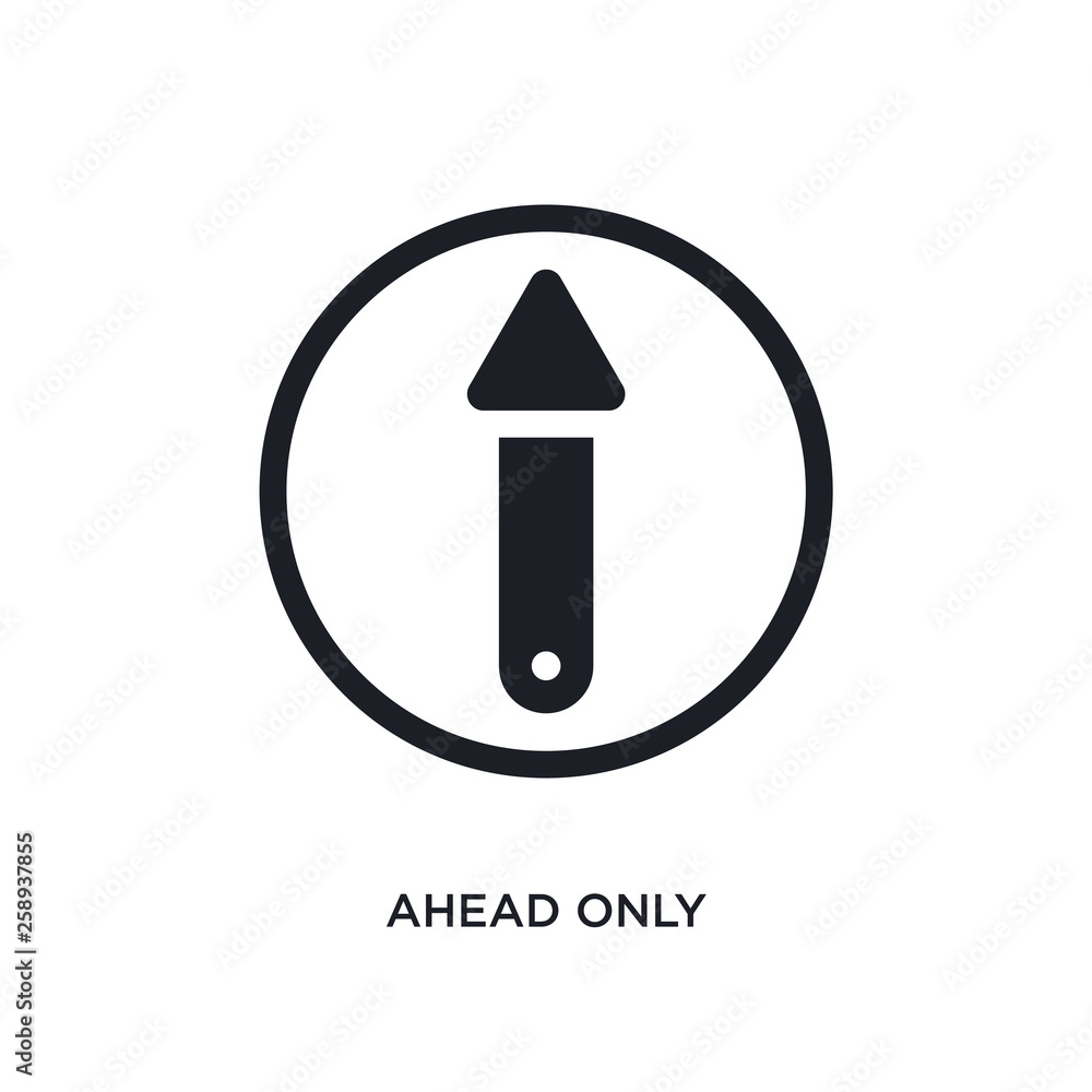 Poster black ahead only isolated vector icon. simple element illustration from traffic signs concept vector