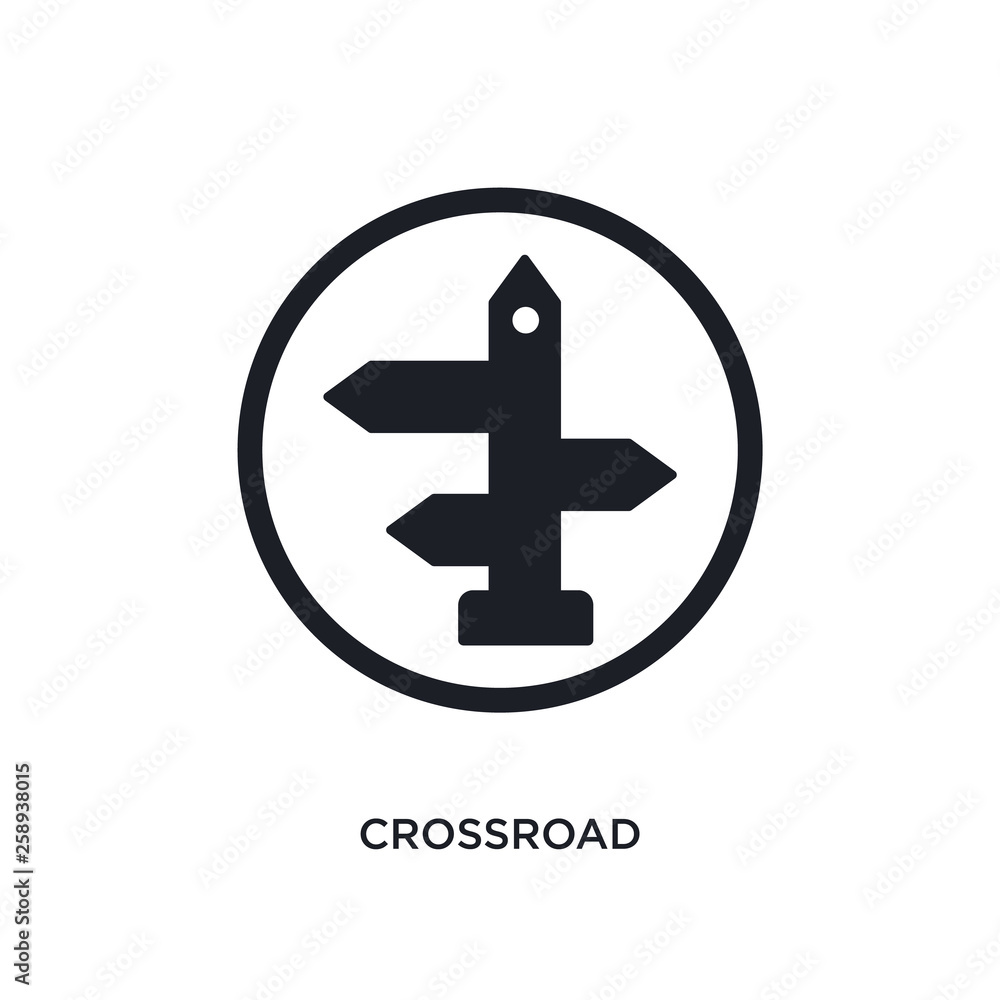 Poster black crossroad isolated vector icon. simple element illustration from traffic signs concept vector 