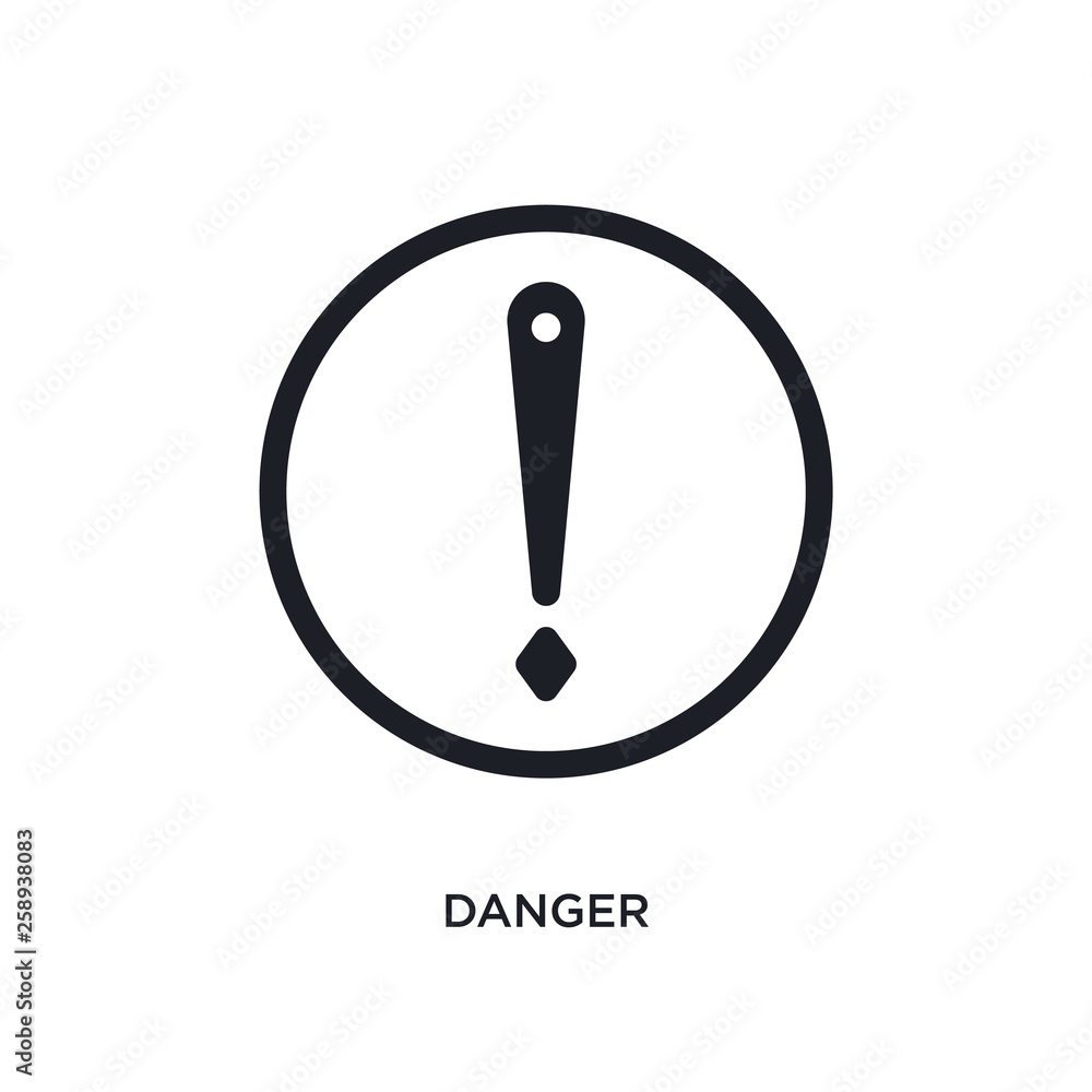 Poster black danger isolated vector icon. simple element illustration from traffic signs concept vector ico