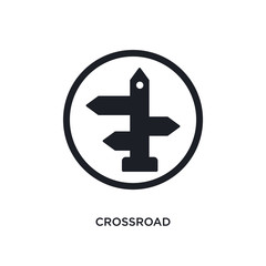 Obraz premium black crossroad isolated vector icon. simple element illustration from traffic signs concept vector icons. crossroad editable logo symbol design on white background. can be use for web and mobile