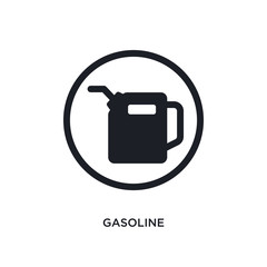 black gasoline isolated vector icon. simple element illustration from traffic signs concept vector icons. gasoline editable logo symbol design on white background. can be use for web and mobile