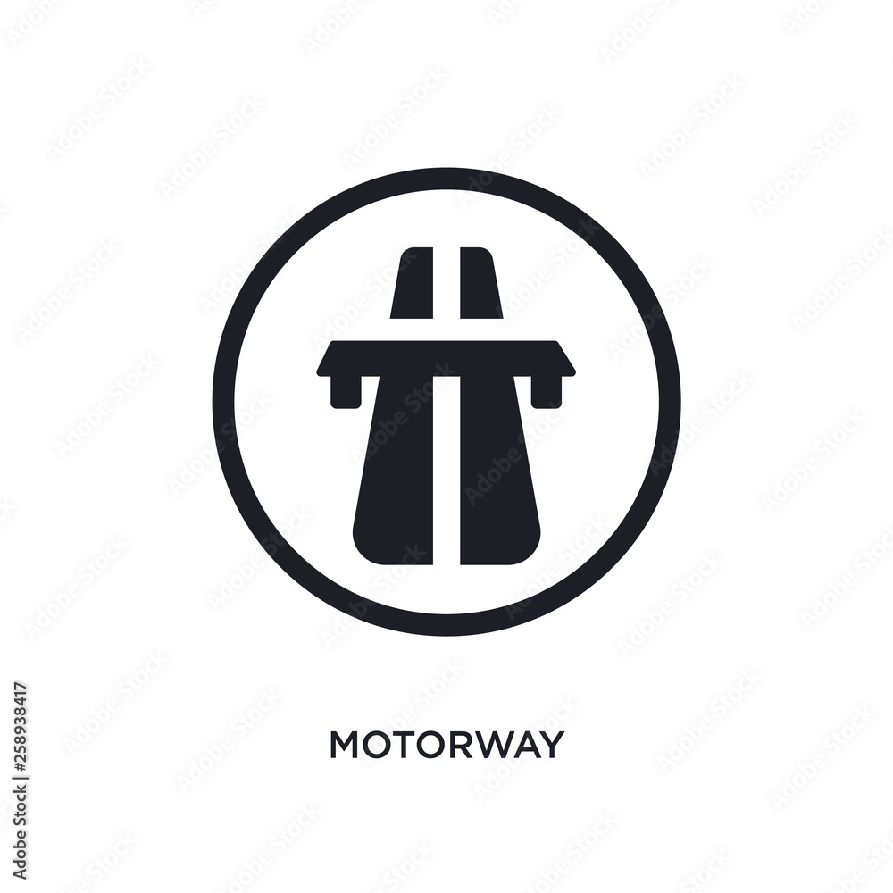 Poster black motorway isolated vector icon. simple element illustration from traffic signs concept vector i