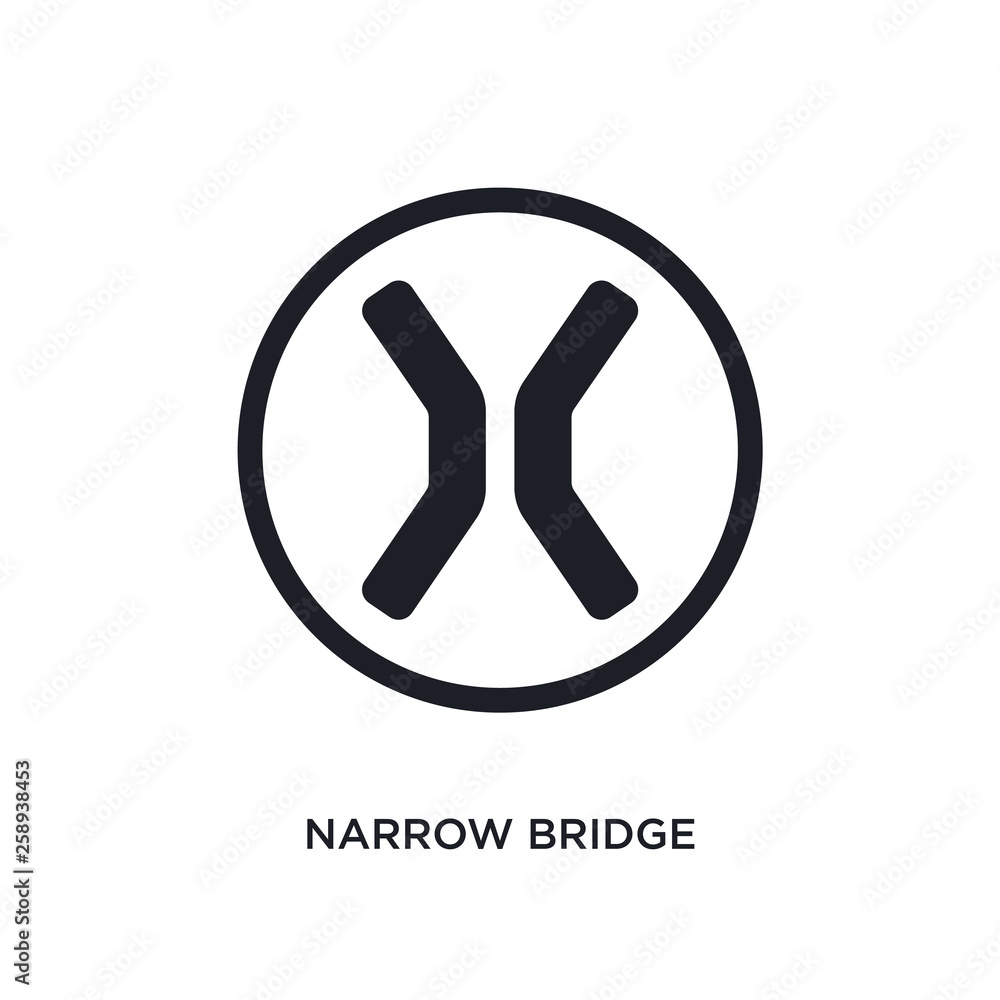 Poster black narrow bridge isolated vector icon. simple element illustration from traffic signs concept vec