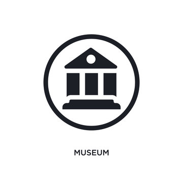 black museum isolated vector icon. simple element illustration from traffic signs concept vector icons. museum editable logo symbol design on white background. can be use for web and mobile