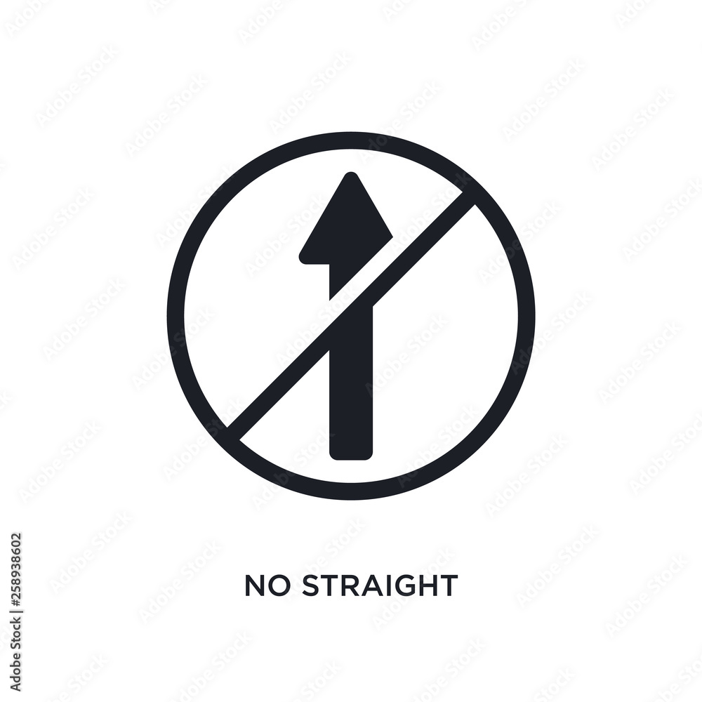 Poster black no straight isolated vector icon. simple element illustration from traffic signs concept vecto