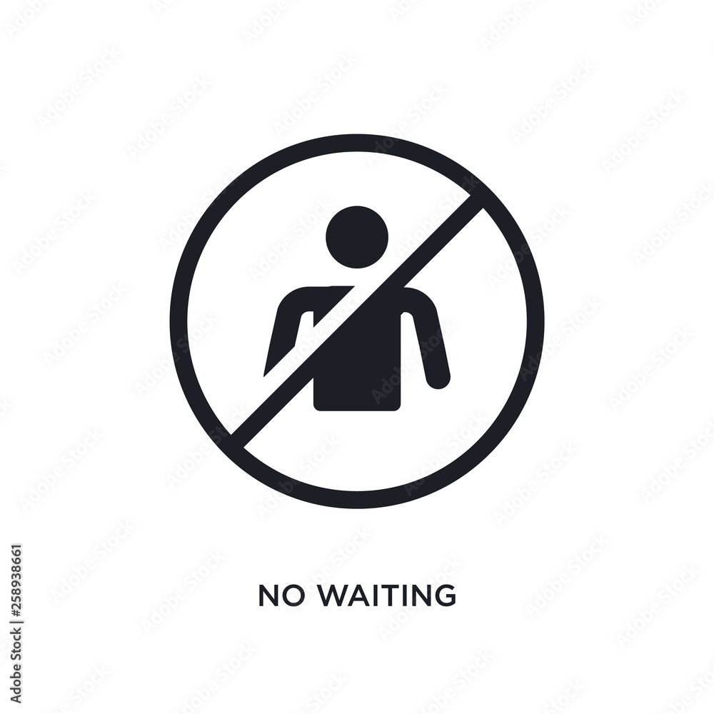 Poster black no waiting isolated vector icon. simple element illustration from traffic signs concept vector