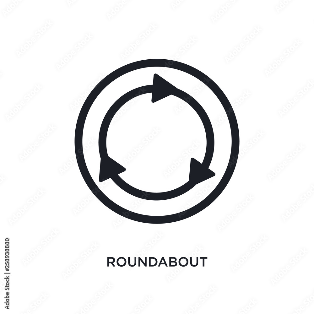 Aufkleber black roundabout isolated vector icon. simple element illustration from traffic signs concept vector