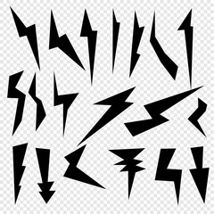 lightning, set of simple lightning doodle